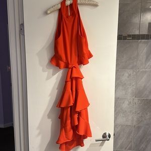 DO + BE Bright Orange Dress w/ Open Back